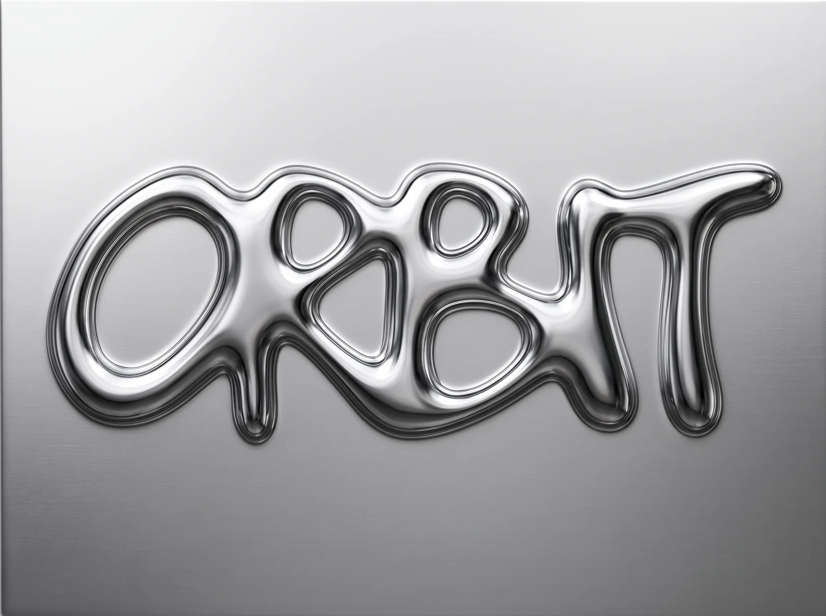 The ORBIT wordmark in inflated liquid chrome on a brushed steel ground